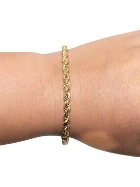 14k Solid Gold Bracelet 585 Gold Rope Bracelet 7.5 in length 4mm width